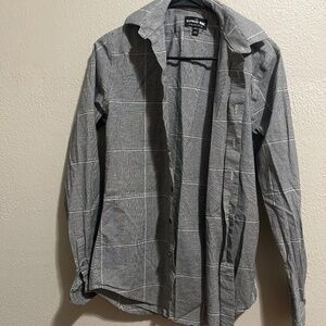 Men’s XSmall Express Dress Shirt (Grey Checkered)